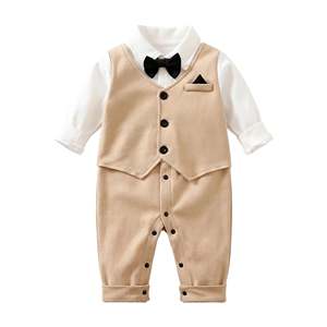 Combinaison pour bébé 100% coton, formelle et décontractée, pour mariage, motif uni avec logo personnalisé - Product Image 1