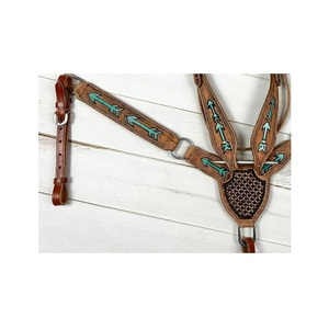 Vente chaude marron Premium qualité cuir cheval Headstall & collier de poitrine Tack Set avec Designer flèche imprimer accessoires d'équitation - Product Image 3