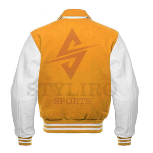 Parches de chenilla con logotipo bordado personalizado, chaqueta de bombardero universitaria de talla grande de lana y tela para deportes de invierno - Product Image 4