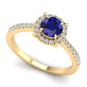 Anillo de Oro Sólido de 14K con Diamante y Piedra Natalicia, Diseño Nuevo de REYES, Corte Brillante Redondo, Zafiro Azul de 0.84 Quilates, para Mujer - Product Image 2