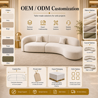 Canapé de salon trois places en tissu crème moderne et luxueux, avec chaise longue, rembourrage en éponge, pour villa, meubles de salon