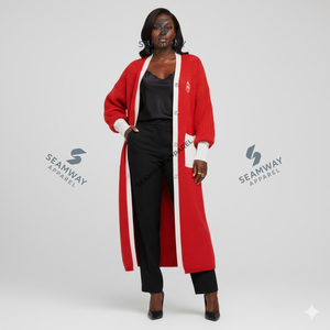 Delta | Sigma | Theta Bulk High Quality <b>Long</b> <b>Cardigan</b> Sorority Duster Longline Knitwear Casual Maxi Front Open Knitted Sweater - Product Image 4