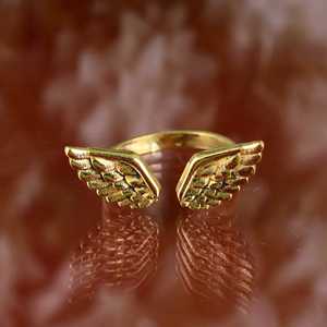 Fashionable Dinty Angel Wing <b>Ring</b> 18k Gold Plated Brass Handmade <b>Open</b> Band <b>Ring</b> Statement Animal Wing Wholesale <b>Ring</b> For Women - Product Image 2