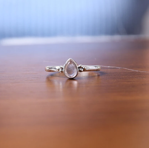 925 Sterling Silver Classic Ring Rose Quartz Gemstone Poire Forme Cabochon Diamant Lunette Réglage Bijoux pour Filles pour les Fêtes - Product Image 6