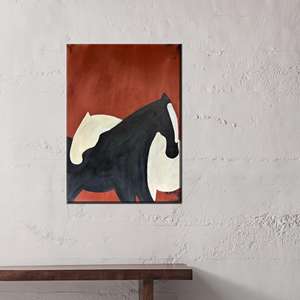 Lienzo de arte moderno impreso: Arte abstracto de pareja de caballos para pared, listo para colgar en galería - Product Image 1