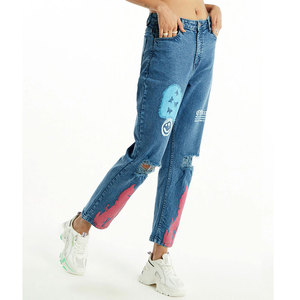 Jeans de Lona Ecológicos para Mujer, Estilo Desgastado, Transpirables para Invierno, Colores y Tallas Personalizables, Precio Económico, Fabricante Mayorista - Product Image 2
