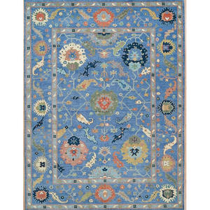 Tapis en laine pure tissés à la main, laine filée à la main, tapis de qualité supérieure, design Ushak, couleur unie, antidérapant, lavable, taille personnalisée, sol de la maison - Product Image 1