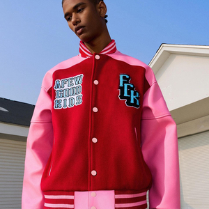 Logotipo personalizado apliques Chenille bordado béisbol lana mezcla Letterman Varsity chaqueta con mangas de cuero fabricante - Product Image 4