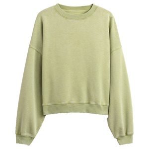 เสื้อสเวตเตอร์คอตตอนเนื้อนุ่มวินเทจคอกลมมีฮู้ดชุดสตรีทเสื้อสวมหัวโอเวอร์ไซส์ทรงหลวมไหล่ตกสีพื้น - Product Image 6