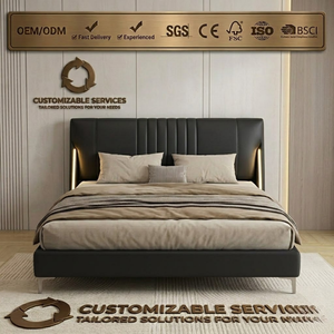 Estrutura de Cama King Size com Design Flutuante que Economiza Espaço, Cabeceira Ultrafina Estofada em Couro Fosco e Pernas Ocultas - Product Image 2
