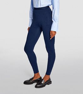 Salva Impex, marca propia, lana de invierno, ecológico, a prueba de viento, cintura media, ajuste Regular, Color azul profundo, mallas formales con diamantes de imitación - Product Image 2