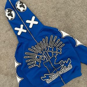 เสื้อมีฮู้ดแบบรูดซิปสำหรับผู้ชายผ้าคอตตอน100% 300กรัมแห้งเร็วกันรอยย่นผ้าฟลีซพิมพ์ลายสตรีทแวร์สไตล์ผู้ชายมาใหม่2025 - Product Image 1