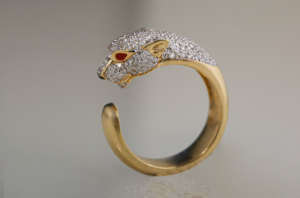 Luxury Brand Jewelry Hip Hop Moissanite Leopard Head <b>Open</b> <b>Ring</b> Round Cut Rhodium Plated Prong Setting for Men's - Product Image 2