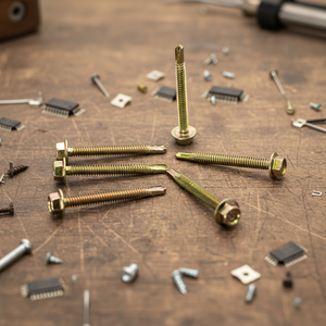 หัวสกรูหกเหลี่ยมแบบเจาะเอง เกรด 8 เหล็กกล้าคาร์บอนชุบสังกะสีฟอสเฟต เกลียวมาตรฐาน ยี่ห้อ PDC ขนาดนิ้ว - Product Image 1