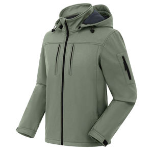 Vestes d'extérieur de couleur unie logo personnalisé coupe-vent imperméable manches longues veste softshell pour hommes - Product Image 1