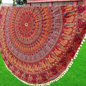 Tapisseries rondes indiennes Couverture de table Mandala Couverture Serviette de plage imprimée Tapis de yoga Vente en gros-Tapis de plage Roundie - Product Image 6