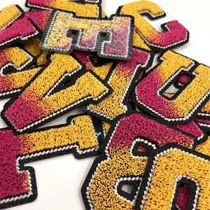 New Heat Press Embroidered Towel Chenille Patches for Clothing Custom No Minimum <b>Velcro</b> Sweatshirt Sports Cheer Chenille Patch - Product Image 2