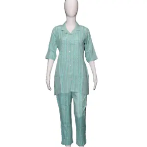 印度出售的高需求优质杏仁面料女式休闲装软线套装v领软线套装