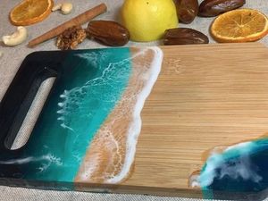 100% bois d'acacia naturel avec planche à découper en résine planche à découper nouveau produit pour la cuisine Restaurant coupe alimentaire hacher utilisé - Product Image 4