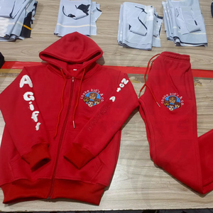 Survêtements d'hiver personnalisés pour hommes, à capuche, décontractés, unis, avec patch brodé effet vieilli, style urbain, 100% coton, coupe droite, doux, teint uni - Product Image 1