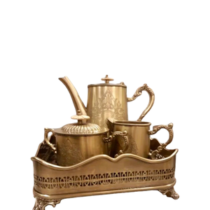 Juego de Café o Té Vintage de Latón de Alta Calidad con Hermoso Grabado y Acabado Pulido para el Hogar y la Cocina de Hoteles - Product Image 5