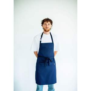 Tablier de travail Cantabrian 2.0 bleu, demi-tablier pour chef, en cuir et coton, réutilisable, pour serveur et cuisine - Product Image 3