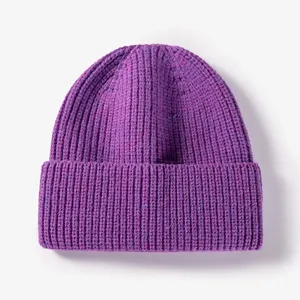 Gorro de Invierno Unisex de Acrílico, Diseño con Puño, Color Sólido, 56-58CM, Estilo Casual para Adultos, Negro, Azul Marino, Gris, Blanco - Product Image 4