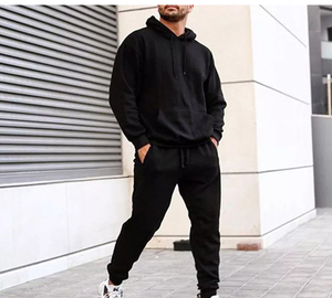 Sweat-shirt à capuche élégant avec logo personnalisé pour homme, ensemble 2 pièces, survêtement de survêtement pour homme, 2022 - Product Image 3