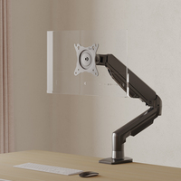 Bras de moniteur double pliable en aluminium OMNI, autoportant, avec articulations, plage de mouvement complète pour écrans d'ordinateur