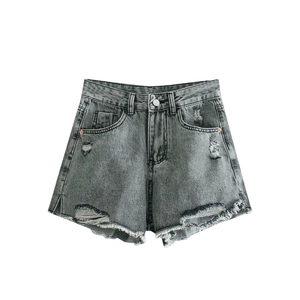 Summer High Street Short en jean délavé pour femmes-Mode décontractée-Style droit avec trou chaud pour les filles - Product Image 1