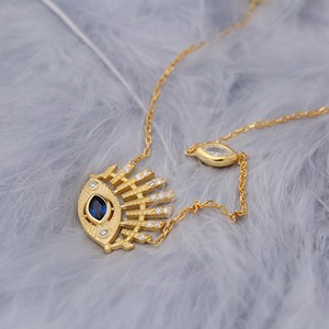 Collar con Colgante de Ojo de Zafiro y Circonita, Hecho a Mano en Turquía, Chapado en Rodio, Cadena de Plata de Ley 925, Joyería para Mujer THEIA - Product Image 2