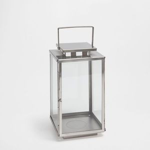 Hanging <b>silver</b> metal candle <b>lantern</b> with glass panels for outdoor patio wedding celebration decoration ideas - Product Image 6