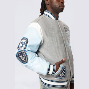 Venta al por mayor nueva moda Varsity chaqueta para hombre Cierre de botón bolsillos interiores Letterman College béisbol bombardero chaqueta - Product Image 6