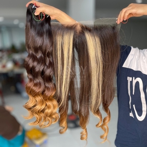 Extensions de cheveux humains vietnamiens couleur ombre rebondissante de haute qualité avec prix de gros frontale et paquet 2025 - Product Image 2
