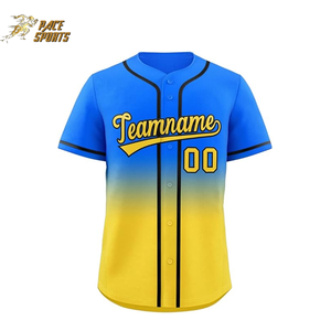 2025 adultos gradiente impresión Digital 100% poliéster antibacteriano cuello en V béisbol Softball Jersey hombres mujeres uniforme camisa 220g - Product Image 1