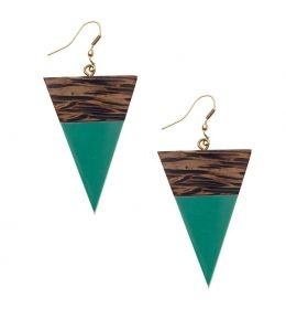 Statement <b>Gold</b> Foil Black White <b>Wooden</b> Resin Handmade Angel Model Heart Shape Square Round Geometric Drop Earrings - Product Image 4