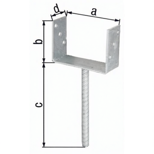 ETA-10/0210 U-Pfostentrger 121x100x200x60mm Galvanizado en caliente con anclaje para hormigón de acero corrugado GAH Garden Supplies - Product Image 3