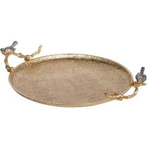 Plateau de service décoratif en aluminium de forme unique New Look fabriqué en Inde plaqué or avec un design unique - Product Image 6