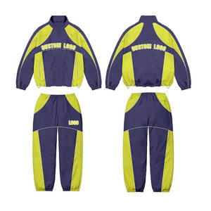 Tendance Deux Pièces Ensemble Vintage Zip up Survêtement Plus La Taille t Rayure Réfléchissante Sublimation Coupe-Vent Nylon Survêtement Pour Hommes - Product Image 2