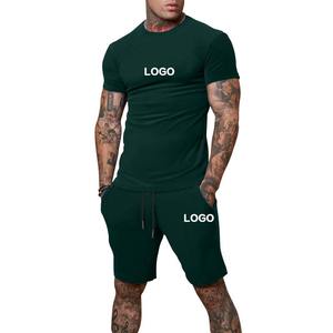 T-shirt surdimensionné pour hommes de haute qualité en gros de logo personnalisé de broderie ensemble de short de jogging grande taille extensible 2 pièces d'été - Product Image 2