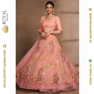 New Exclusive Organza and <b>Net</b> <b>Fabric</b> With Beautifully Designed Sequence Embroidered Work Lehenga Choli Collection - Product Image 1
