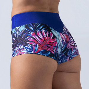 High Waist <b>Women's</b> Compression <b>Shorts</b> Custom Sublimation Printed Design Elastic Waist Fabric Washed Technics Low Price - Product Image 2