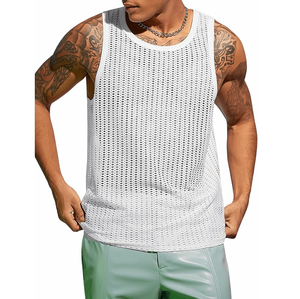 Breathable Custom High Quality 100% Cotton Eco-Friendly Quick Dry <b>Men's</b> Mesh <b>Tank</b> <b>Tops</b> Solid <b>White</b> Casual Blank - Product Image 1