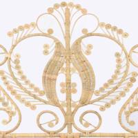 Meistverkauftes Antikes Pfauen-Rattan-Kopfteil Handgefertigtes Rattan-Bettkopfteil mit Wellendesign Großhandel für Schlafzimmermöbel