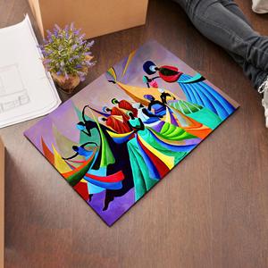 Tapis imprimé danseurs africains - Moderne, coloré, ethnique, lavable en machine, tapis gobelin - Product Image 2