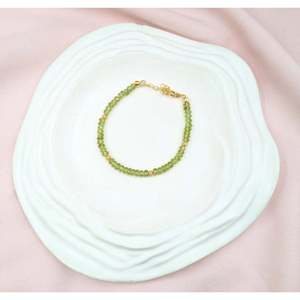 Peridot <b>Gemstone</b> Beaded <b>Bracelet</b> Ball-Shaped Religious Gold Plated Bangles with Garnet Amethyst Quartz Pearl Agate Stones Gift - Product Image 3