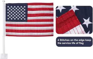 Drapeau de voiture, lot de 2 drapeaux américains pour voiture, 11x17 pouces, drapeaux américains avec étoiles brodées, mât de drapeau avec clip pour fenêtre, nylon résistant - Product Image 5