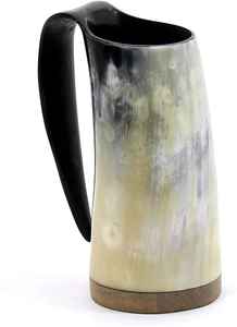 Fabriqué à la main personnalisé Viking sculpture tasse de corne à boire hautement poli corne naturelle fait Inde vin 1L 500ml 300ml 200ml 700ml - Product Image 6
