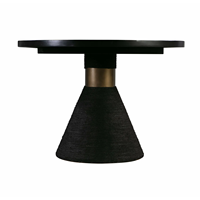 Base de piedestal en corde artisanale de qualité moderne, forme ovale, en bois d'acacia, finition noire antique texturée, pour bar à domicile ou hôtel