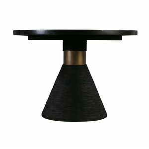 Modern Quality Hand Crafted Rope Pedestal Base Oval Shape Acacia Wooden Antique Black High Textured Finish Kitchen <b>Dining</b> <b>Table</b> - Product Image 3